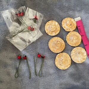 Lot Mini‎ Straw Hats & Ladybug Picks Craft Supplies Doll house miniatures DIY